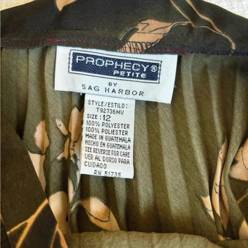 Vintage Maxi Skirt 12 Pleated Floral Green 90s Cottagecore Whimsigoth Fairy Dark - Picture 4 of 7